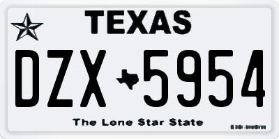 TX license plate DZX5954