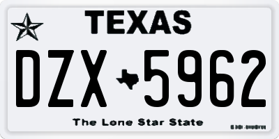 TX license plate DZX5962