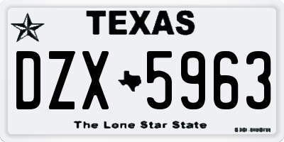 TX license plate DZX5963
