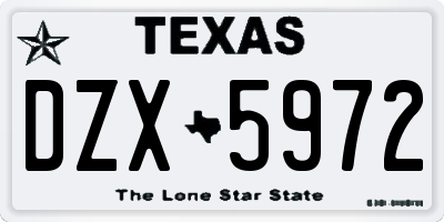 TX license plate DZX5972