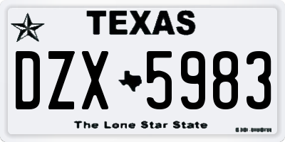 TX license plate DZX5983