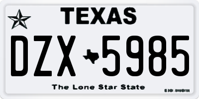 TX license plate DZX5985