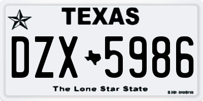 TX license plate DZX5986