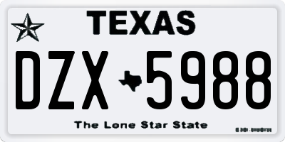 TX license plate DZX5988