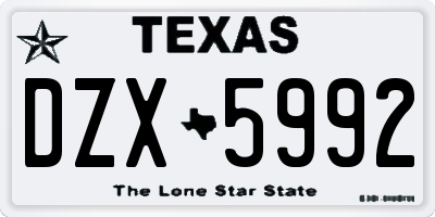 TX license plate DZX5992