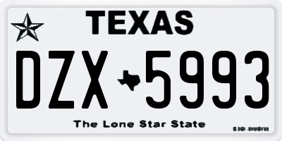 TX license plate DZX5993