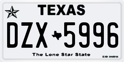 TX license plate DZX5996