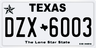 TX license plate DZX6003