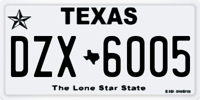 TX license plate DZX6005
