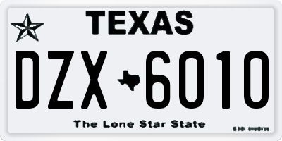 TX license plate DZX6010