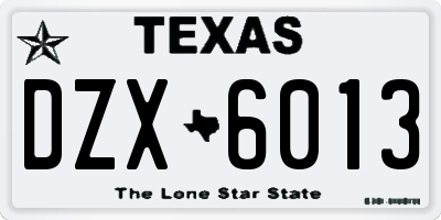 TX license plate DZX6013