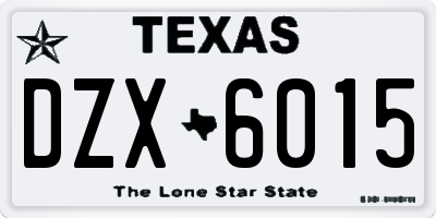 TX license plate DZX6015