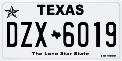 TX license plate DZX6019