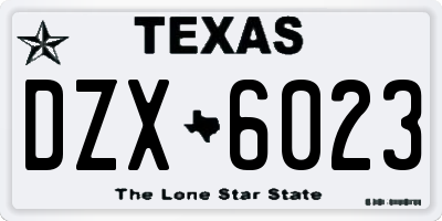 TX license plate DZX6023