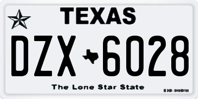 TX license plate DZX6028