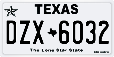 TX license plate DZX6032