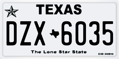 TX license plate DZX6035