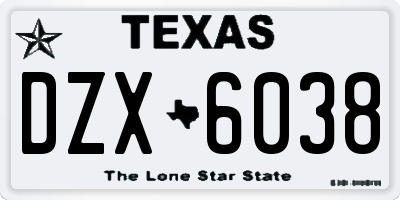 TX license plate DZX6038
