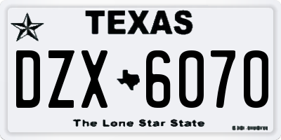 TX license plate DZX6070