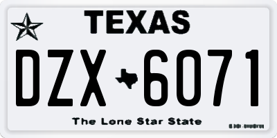 TX license plate DZX6071