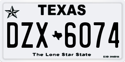 TX license plate DZX6074
