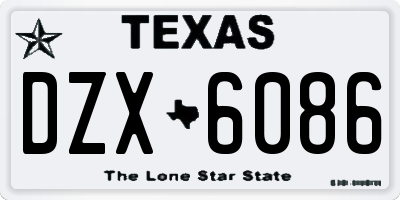 TX license plate DZX6086