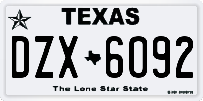 TX license plate DZX6092