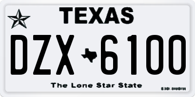 TX license plate DZX6100