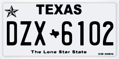 TX license plate DZX6102