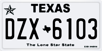 TX license plate DZX6103