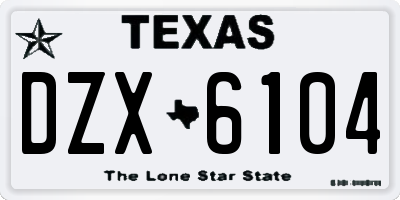 TX license plate DZX6104