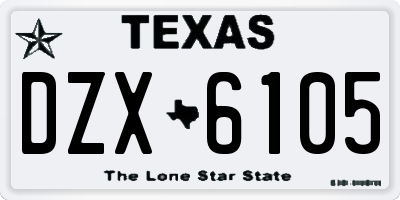 TX license plate DZX6105