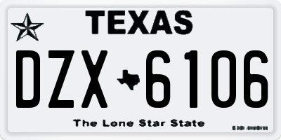 TX license plate DZX6106