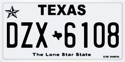 TX license plate DZX6108