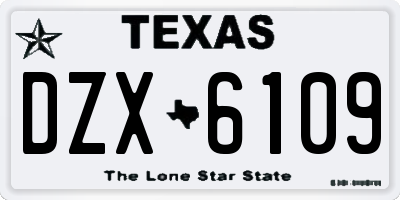 TX license plate DZX6109