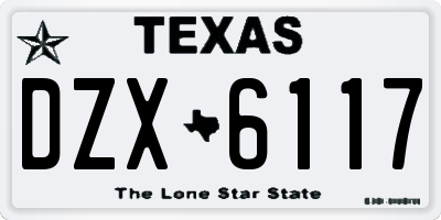 TX license plate DZX6117