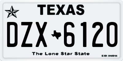 TX license plate DZX6120