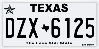TX license plate DZX6125