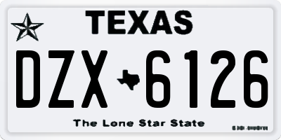 TX license plate DZX6126