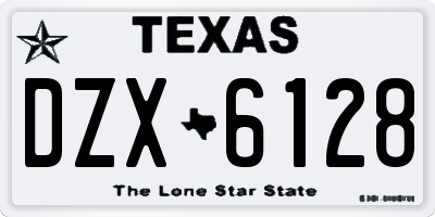 TX license plate DZX6128