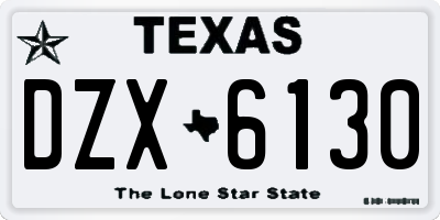 TX license plate DZX6130