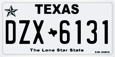 TX license plate DZX6131