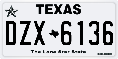 TX license plate DZX6136