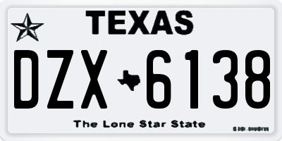 TX license plate DZX6138