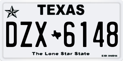 TX license plate DZX6148