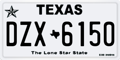 TX license plate DZX6150
