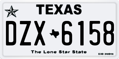 TX license plate DZX6158