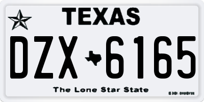 TX license plate DZX6165