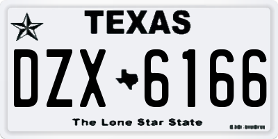 TX license plate DZX6166