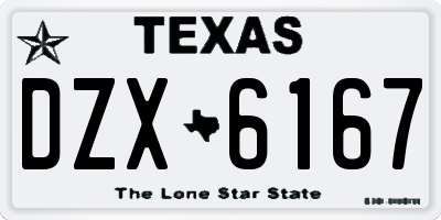 TX license plate DZX6167